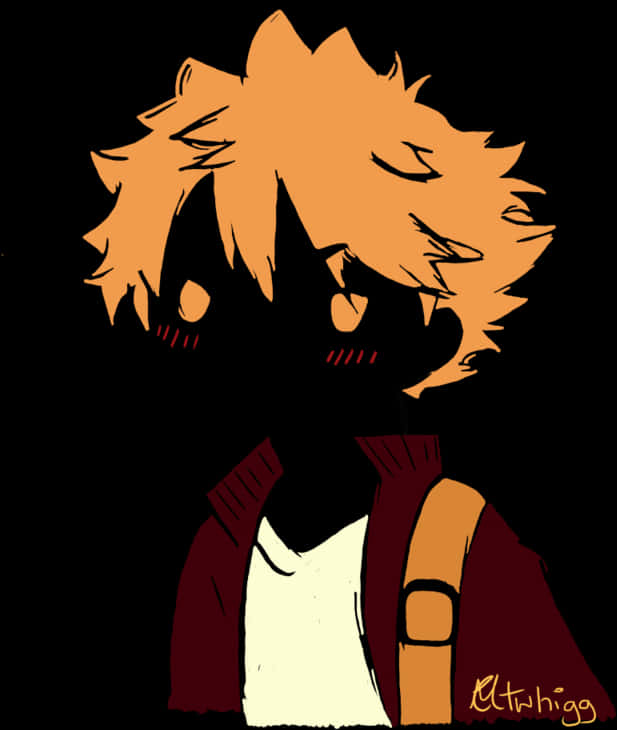 Stylized Anime Character Silhouette PNG