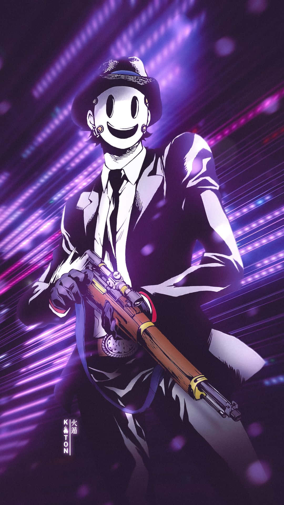 Stylized Anime Sniperwith Smile Mask Wallpaper