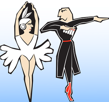 Stylized Ballet Dancers Illustration PNG