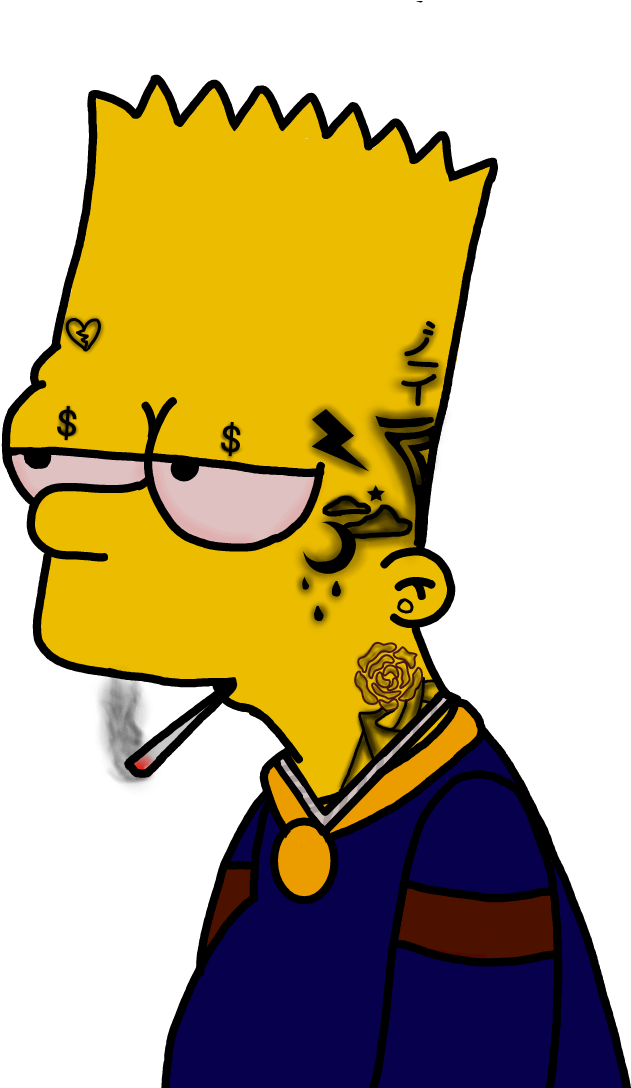 Stylized Bart Simpson Gangster Look PNG