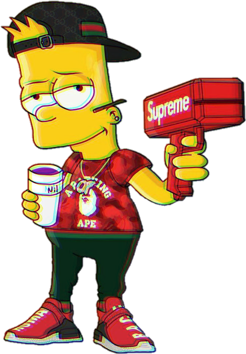 Download Stylized Bartwith Supreme Gunand Hype Brands | Wallpapers.com