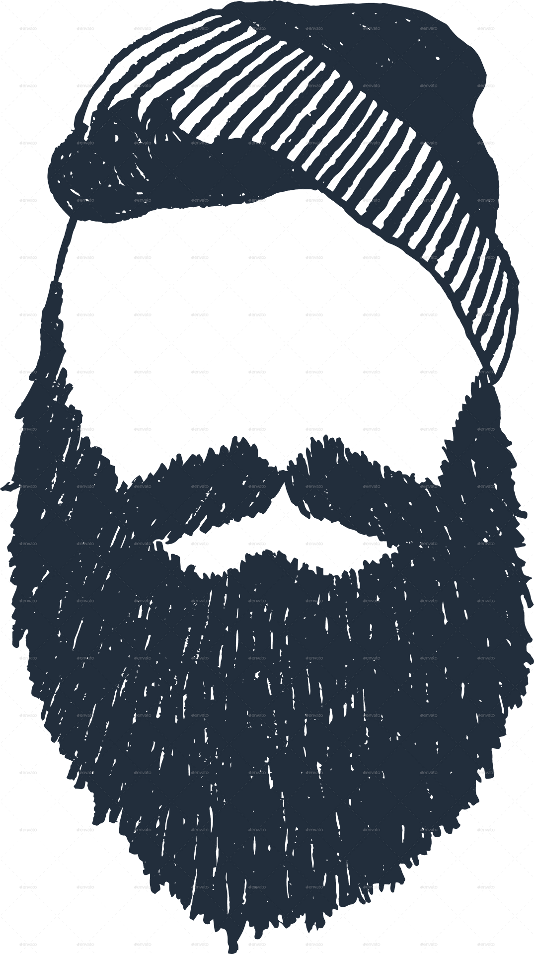 Stylized Beardand Moustache Illustration PNG