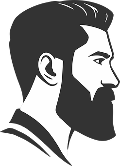 Stylized Bearded Man Profile Vector PNG