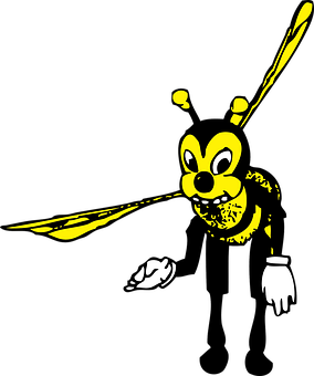 Stylized Bee Cartoon Character PNG