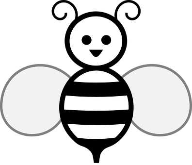 Stylized Bee Icon Black Background PNG