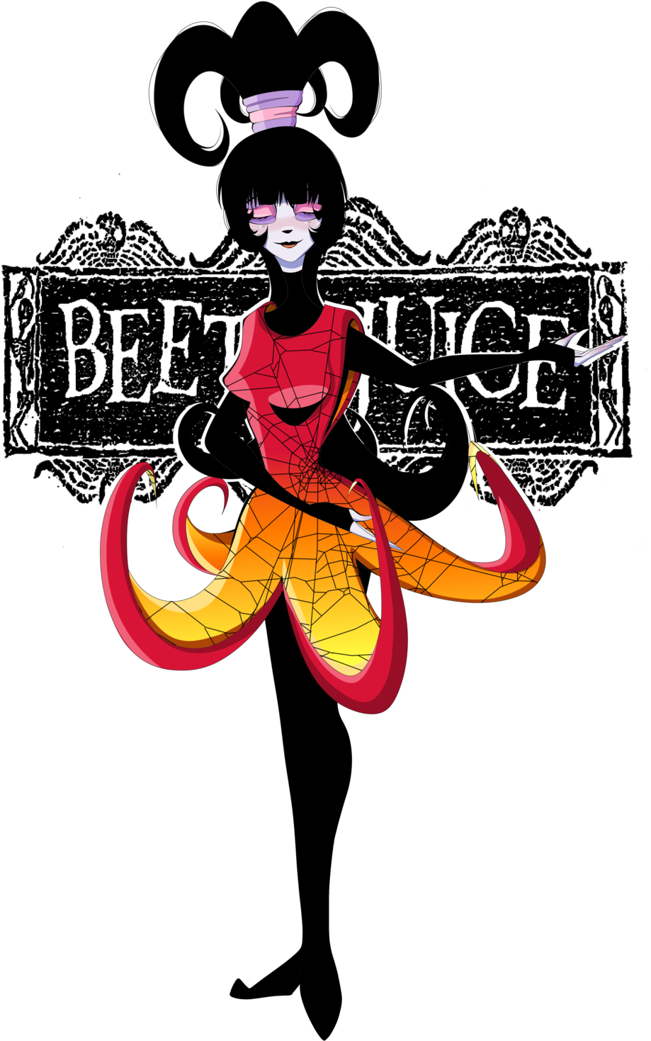 Stylized Beetlejuice Character Art PNG