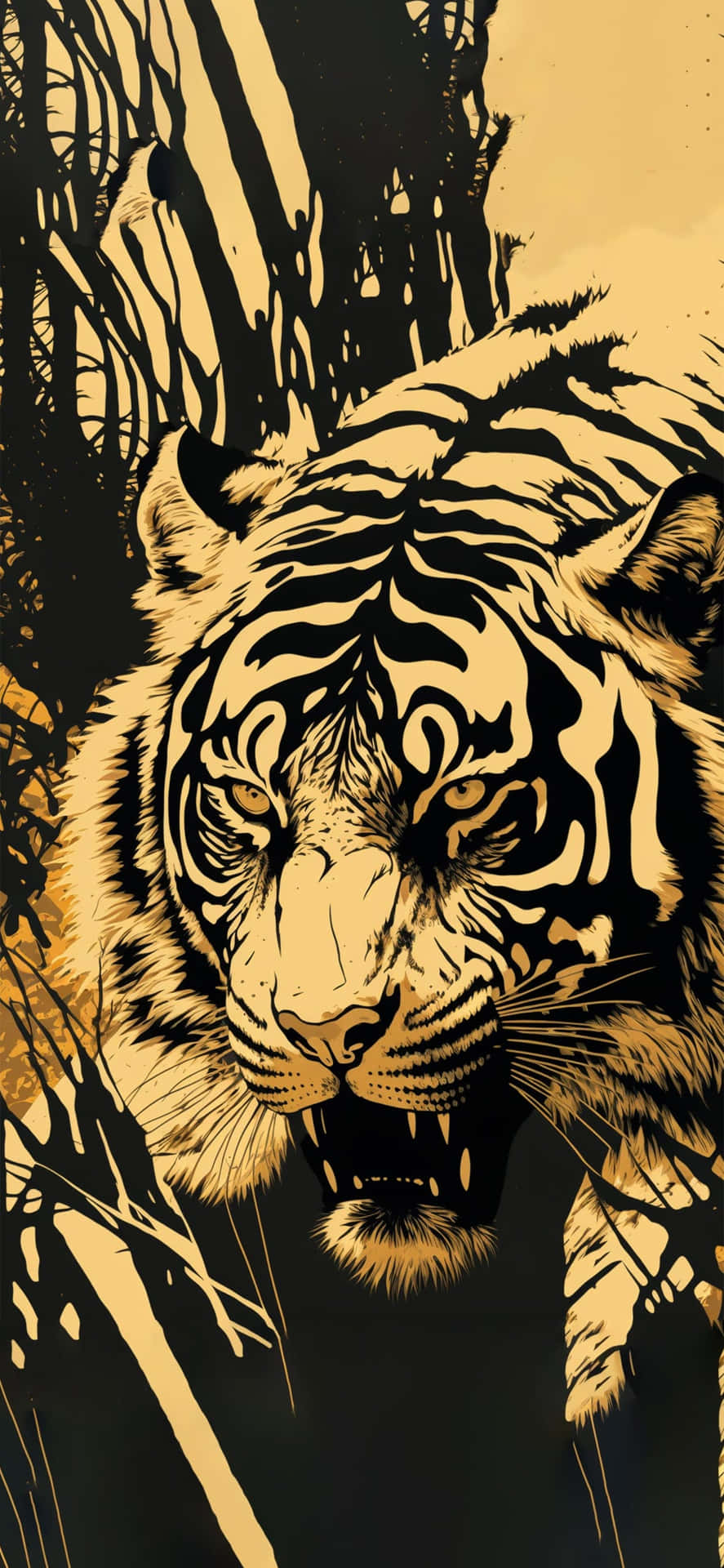 Stylized Bengal Tiger Artwork Wallpaper