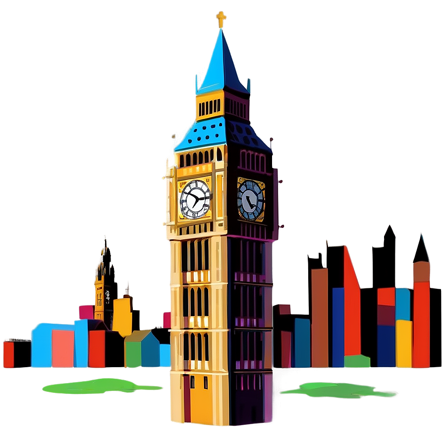 Stylized Big Ben Art Png Vak70 PNG