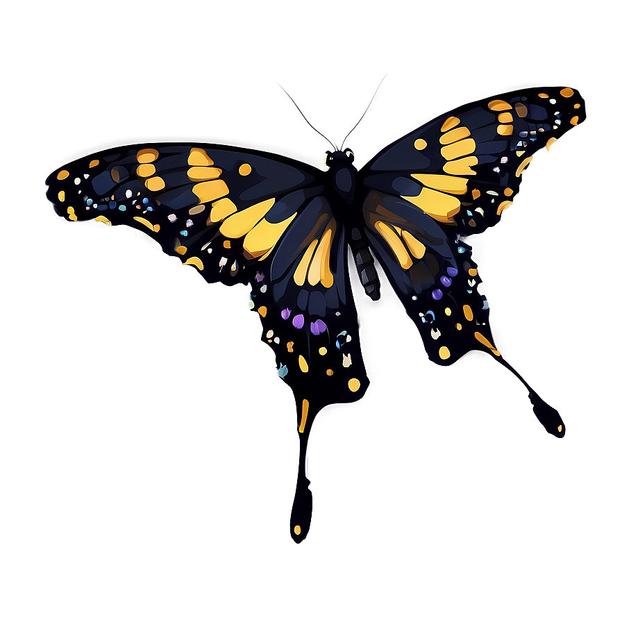 Stylized Black Butterfly Png 06252024 PNG