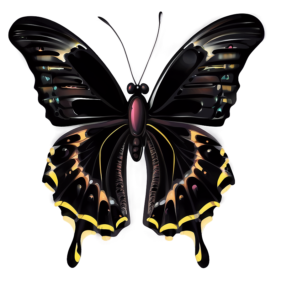 Stylized Black Butterfly Png 06252024 PNG