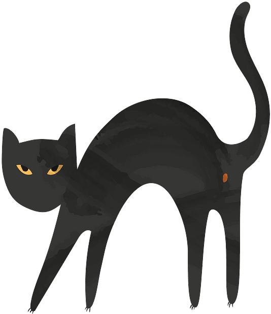 Stylized Black Cat Illustration PNG