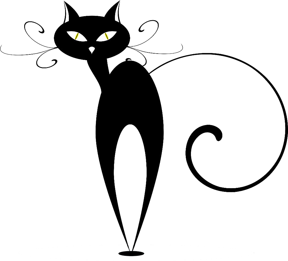 Stylized Black Cat Illustration PNG