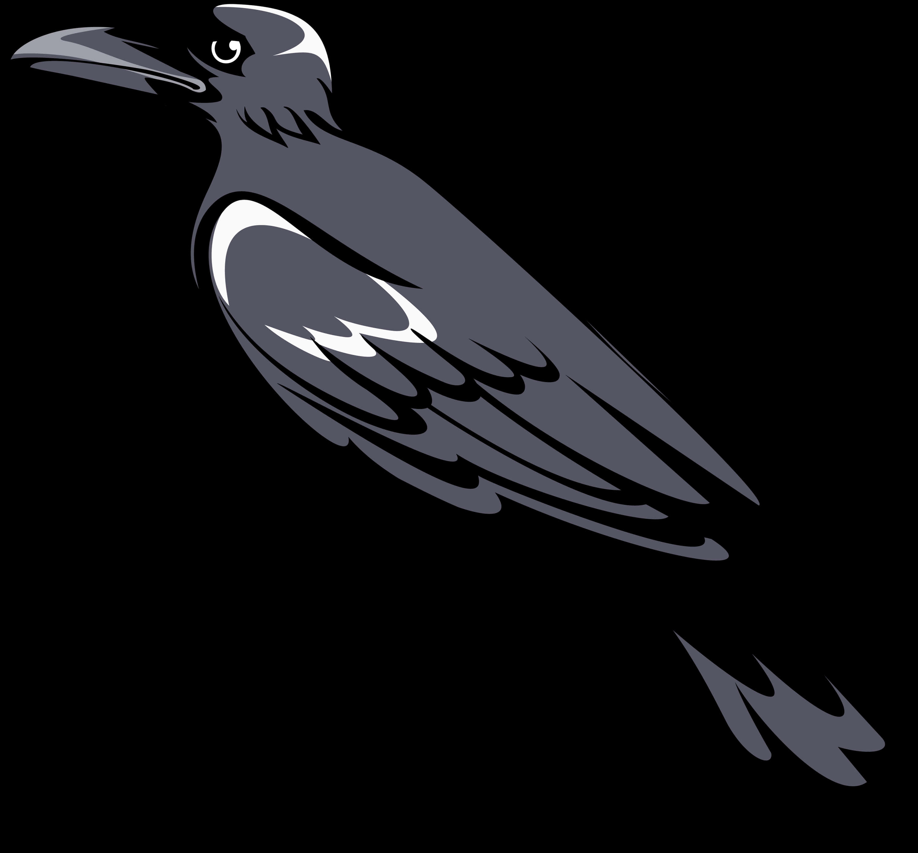 Stylized Black Crow Graphic PNG