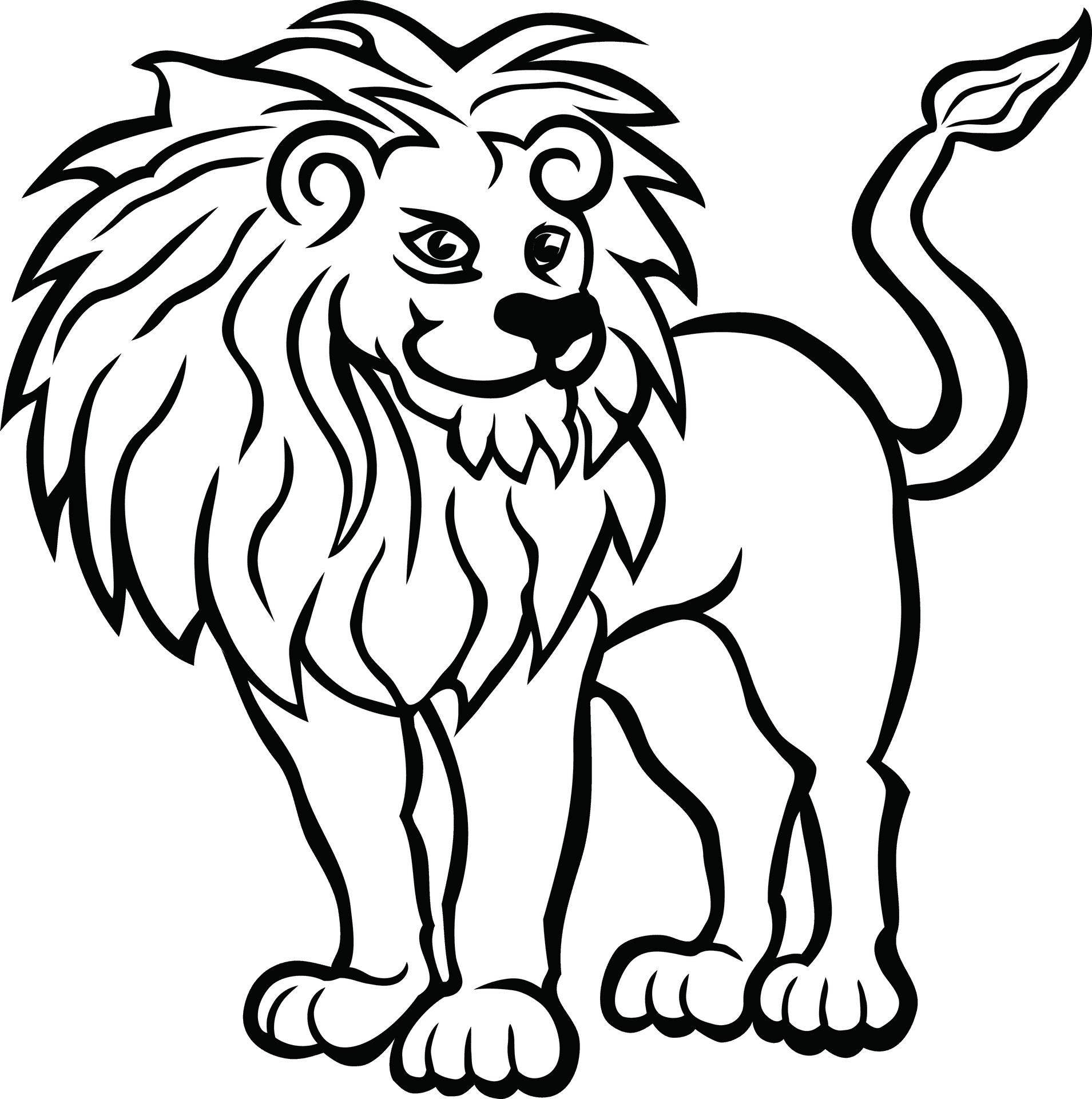 Stylized Black Lion Illustration PNG