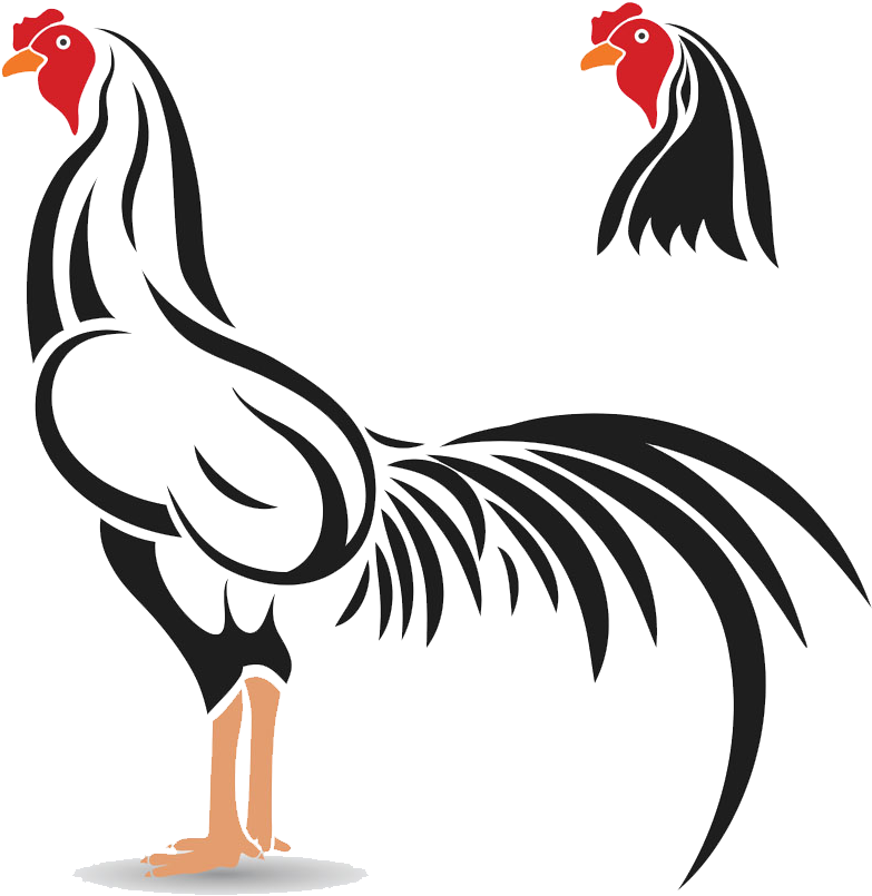 Stylized Black Rooster Illustration PNG