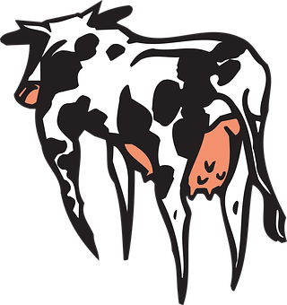 Download Stylized Blackand White Cow Illustration | Wallpapers.com