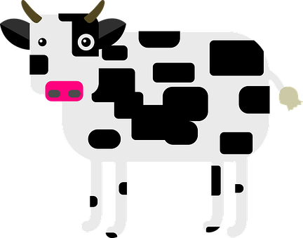 Stylized Blackand White Cow Illustration PNG