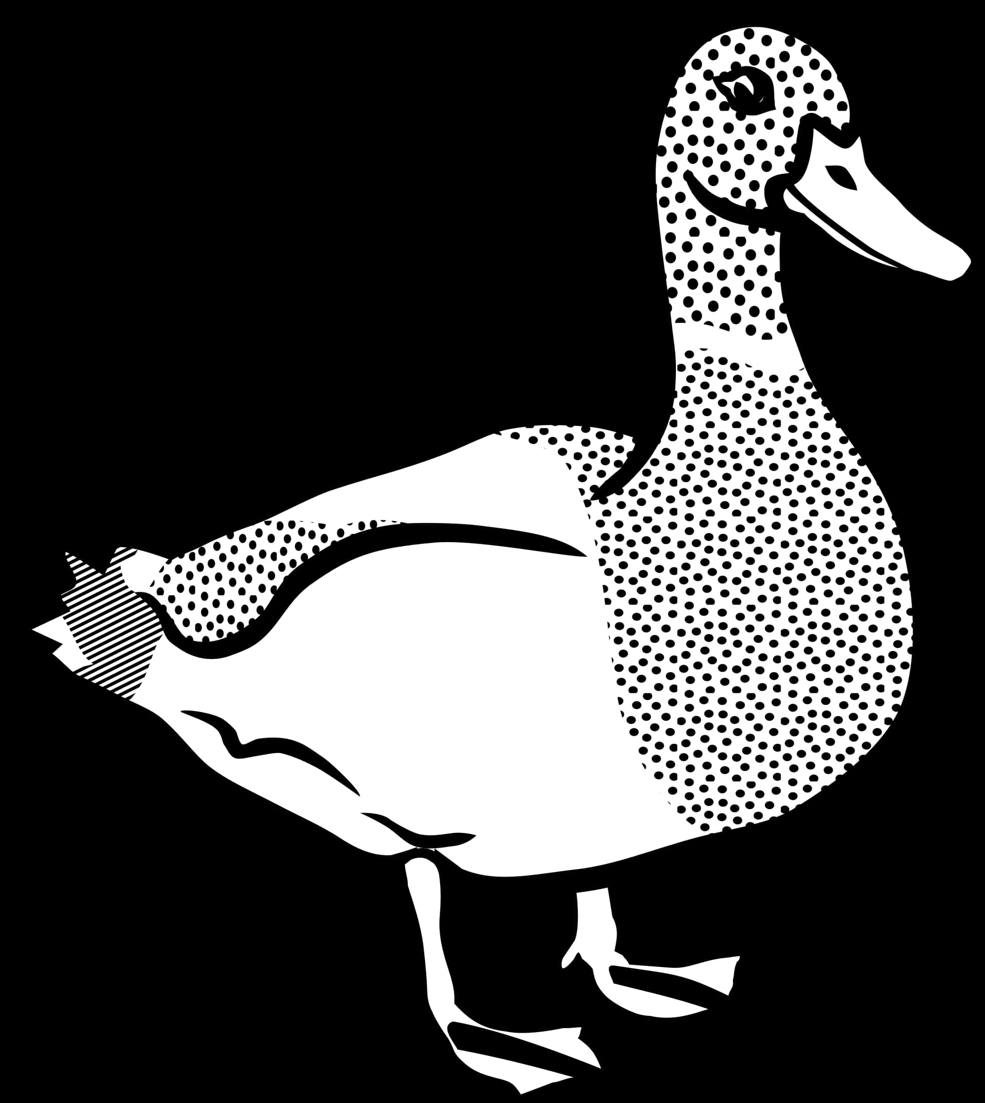 Stylized Blackand White Duck Illustration PNG