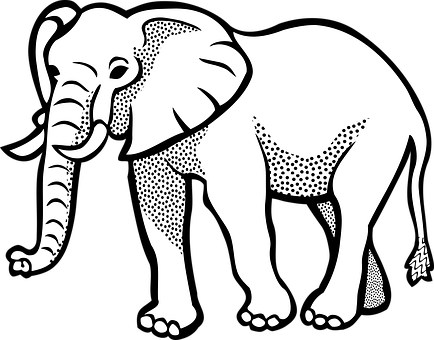 Stylized Blackand White Elephant PNG