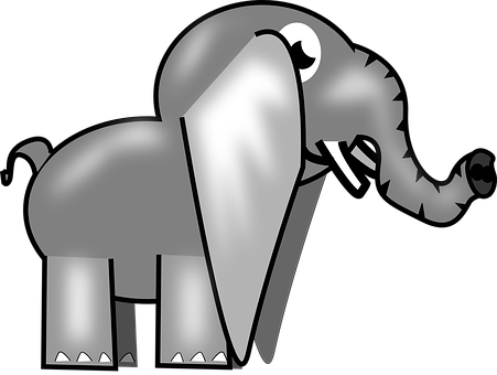 Stylized Blackand White Elephant PNG