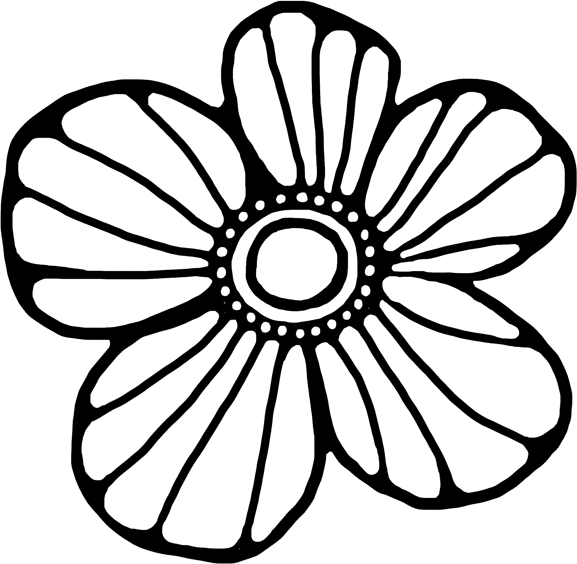 Stylized Blackand White Flower Drawing PNG