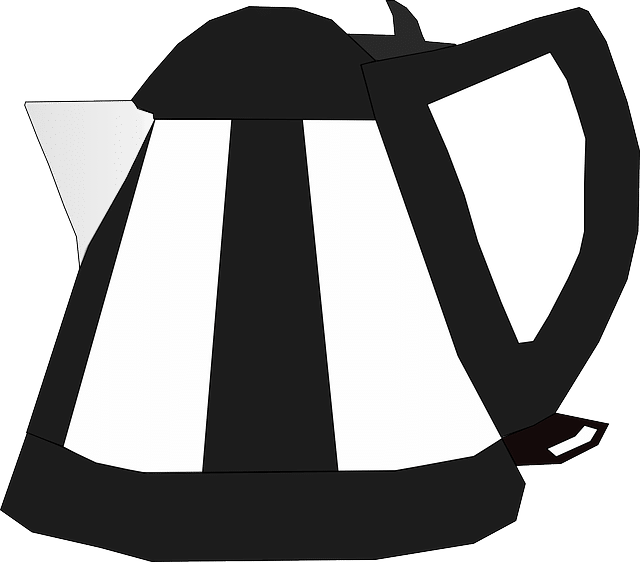 Stylized Blackand White Kettle PNG