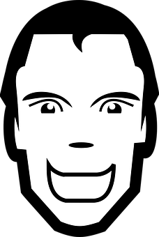 Stylized Blackand White Male Face PNG