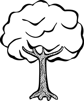 Stylized Blackand White Tree Illustration PNG