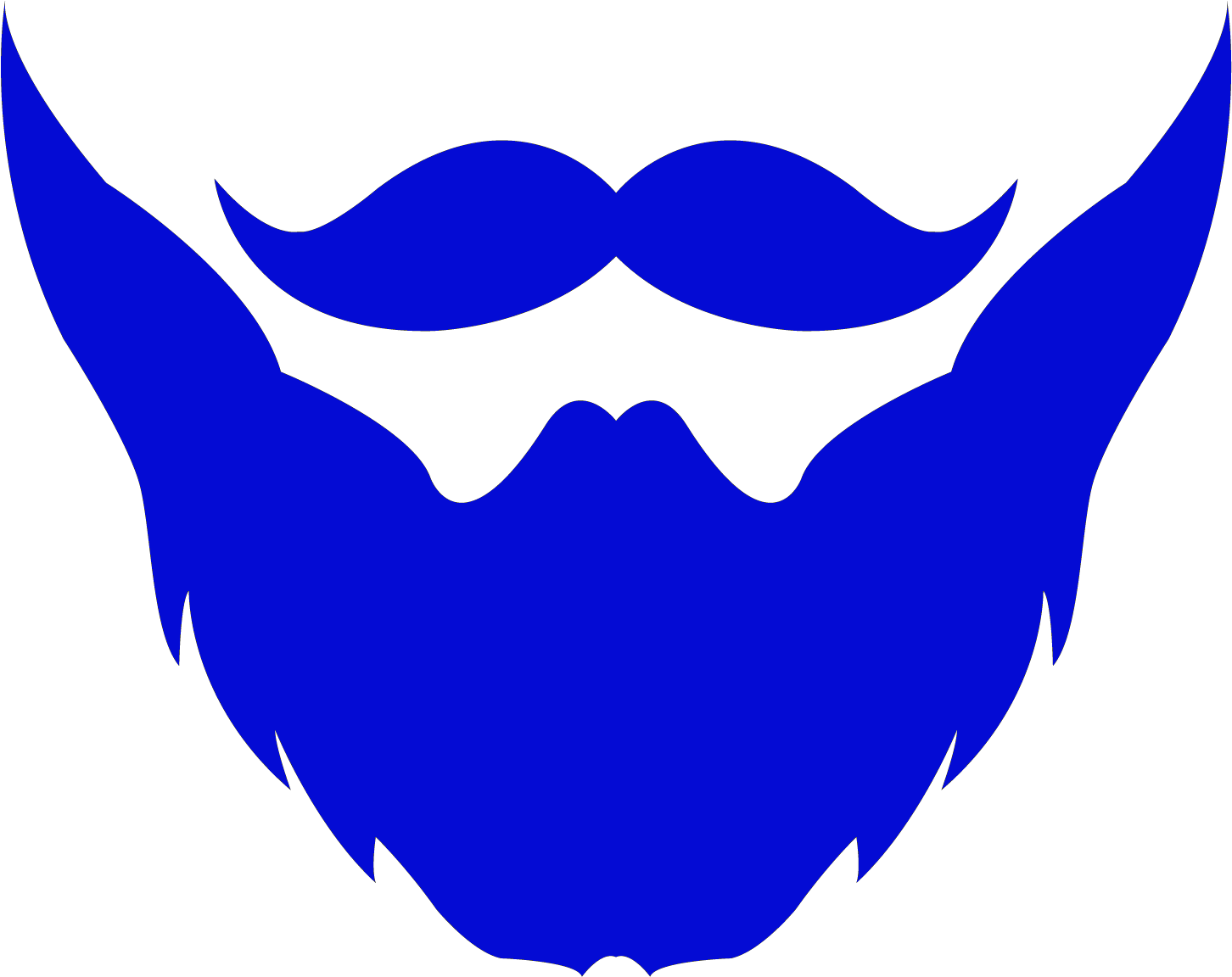 Stylized Blue Beardand Mustache PNG