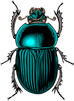 Stylized Blue Beetle Illustration PNG