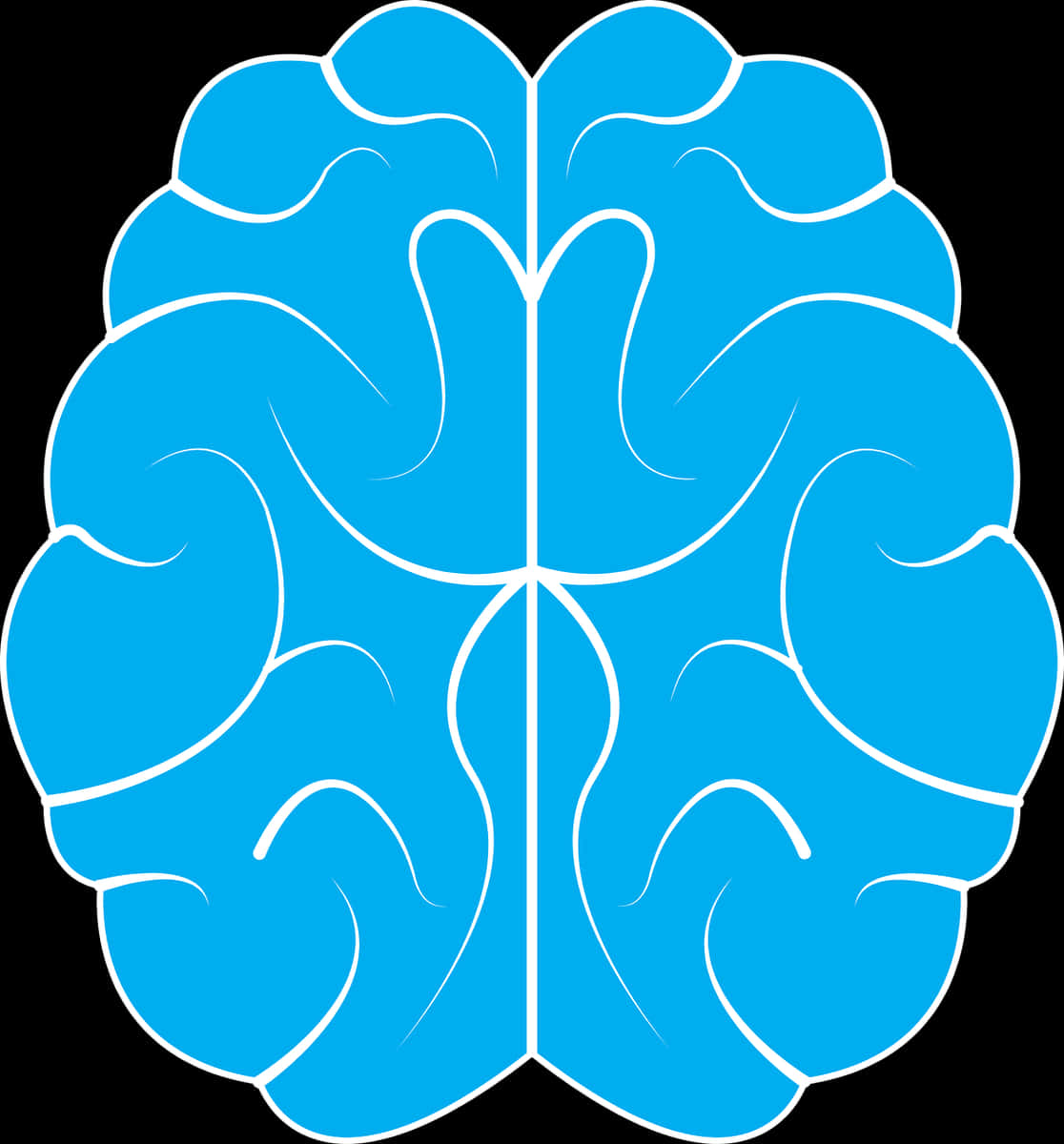 Stylized Blue Brain Illustration PNG