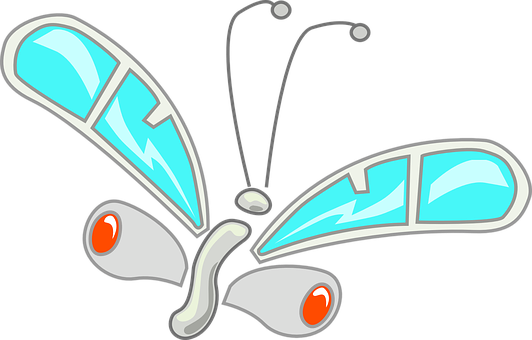 Stylized Blue Butterfly Graphic PNG