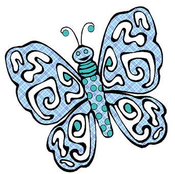 Stylized Blue Butterfly Illustration PNG