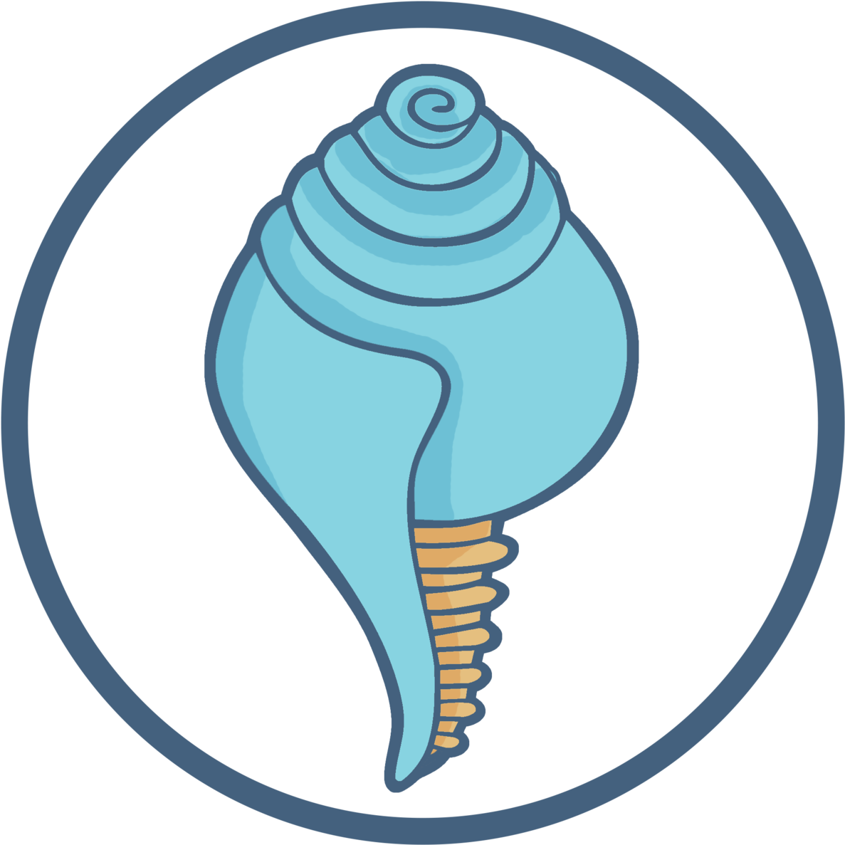 Stylized Blue Conch Shell Illustration PNG