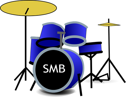 Stylized Blue Drum Set Illustration PNG