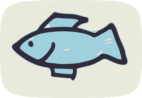 Stylized Blue Fish Illustration PNG