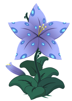 Stylized Blue Flower Illustration PNG