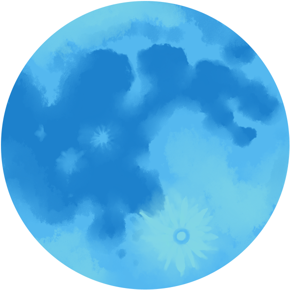 Stylized Blue Full Moon Illustration PNG