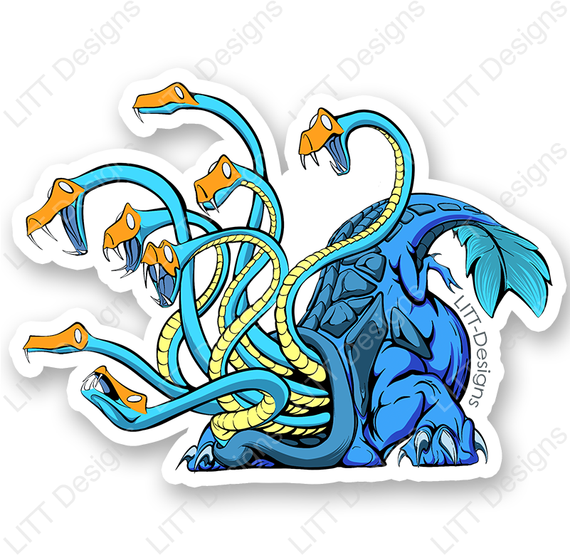 Stylized Blue Hydra Illustration PNG