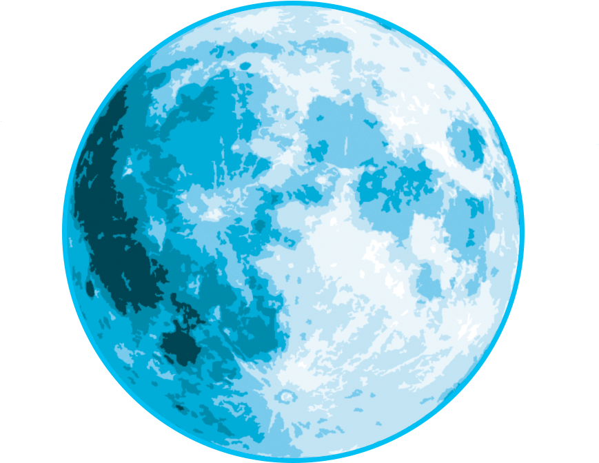 Stylized Blue Moon Illustration PNG