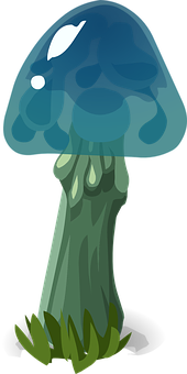 Stylized Blue Mushroom Illustration PNG
