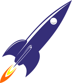 Stylized Blue Rocket Vector PNG