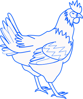 Stylized Blue Rooster Illustration PNG