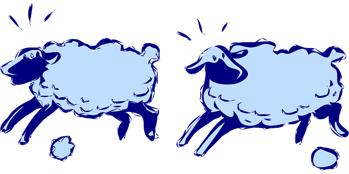 Stylized Blue Sheep Illustration PNG