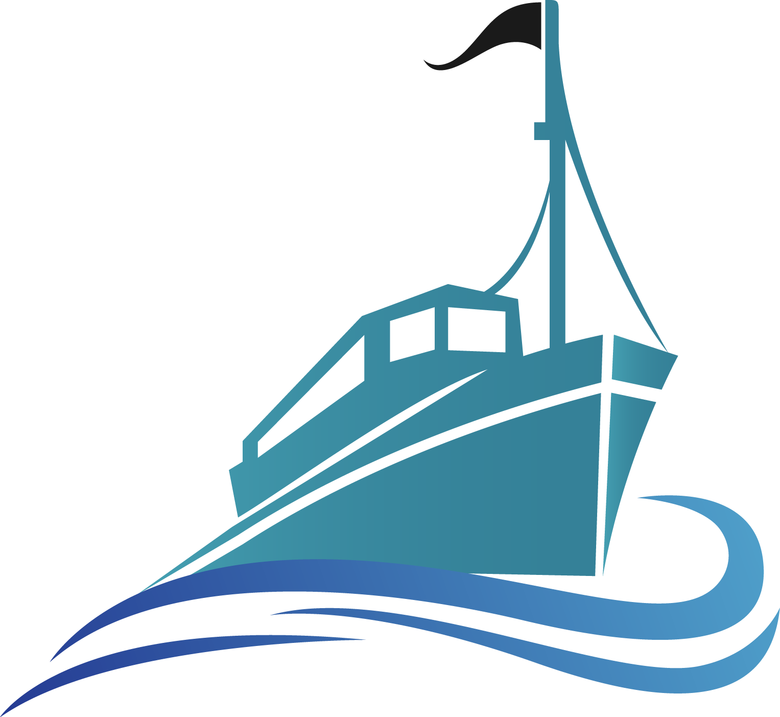 Stylized Blue Ship Vector PNG