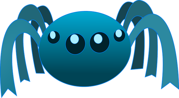 Stylized Blue Spider Cartoon PNG
