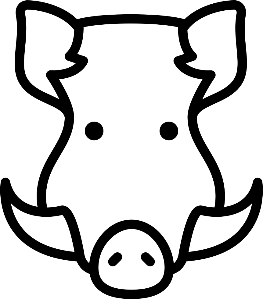 Stylized Boar Outline PNG
