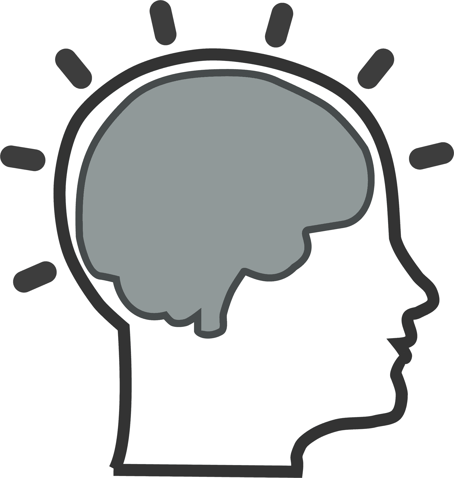 Stylized Brain Outline Clipart PNG