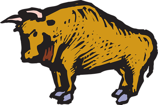 Stylized Brown Bull Illustration PNG