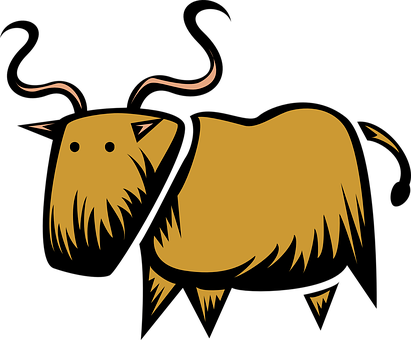 Stylized Brown Yak Illustration PNG